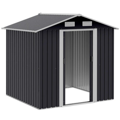 Casuta/magazie/sopron de gradina pentru depozitare unelte, otel, negru, 195x153x188 cm