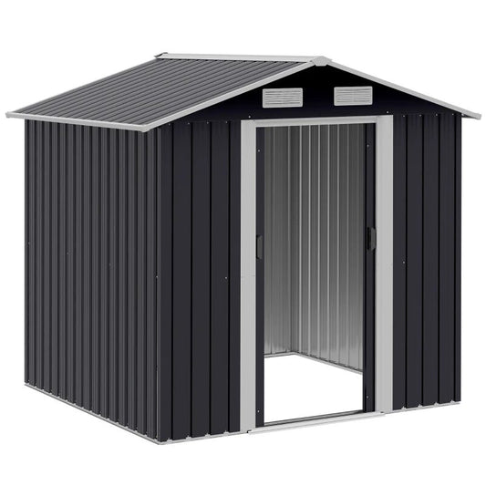 Casuta/magazie/sopron de gradina pentru depozitare unelte, otel, negru, 195x153x188 cm