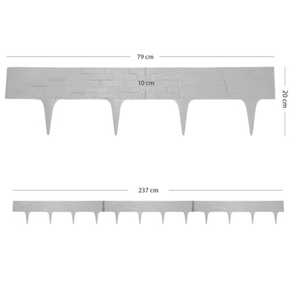 Palisada/bordura pentru gradina, plastic flexibil, set 3 buc, 79x9.5/20 cm, 2.37 m