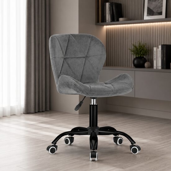 Scaun de birou, Artool, Noto, catifea, gri si negru, 53.5x57.5x74-86 cm
