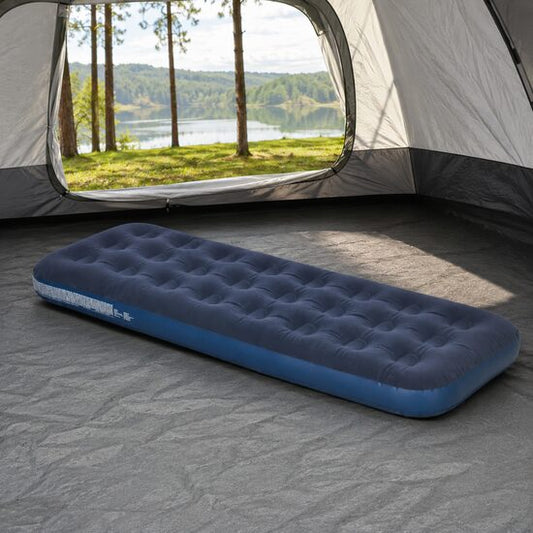 Saltea camping, gonflabila, cu pompa manuala inclusa, PVC, bluemarin, 191x73x22 cm