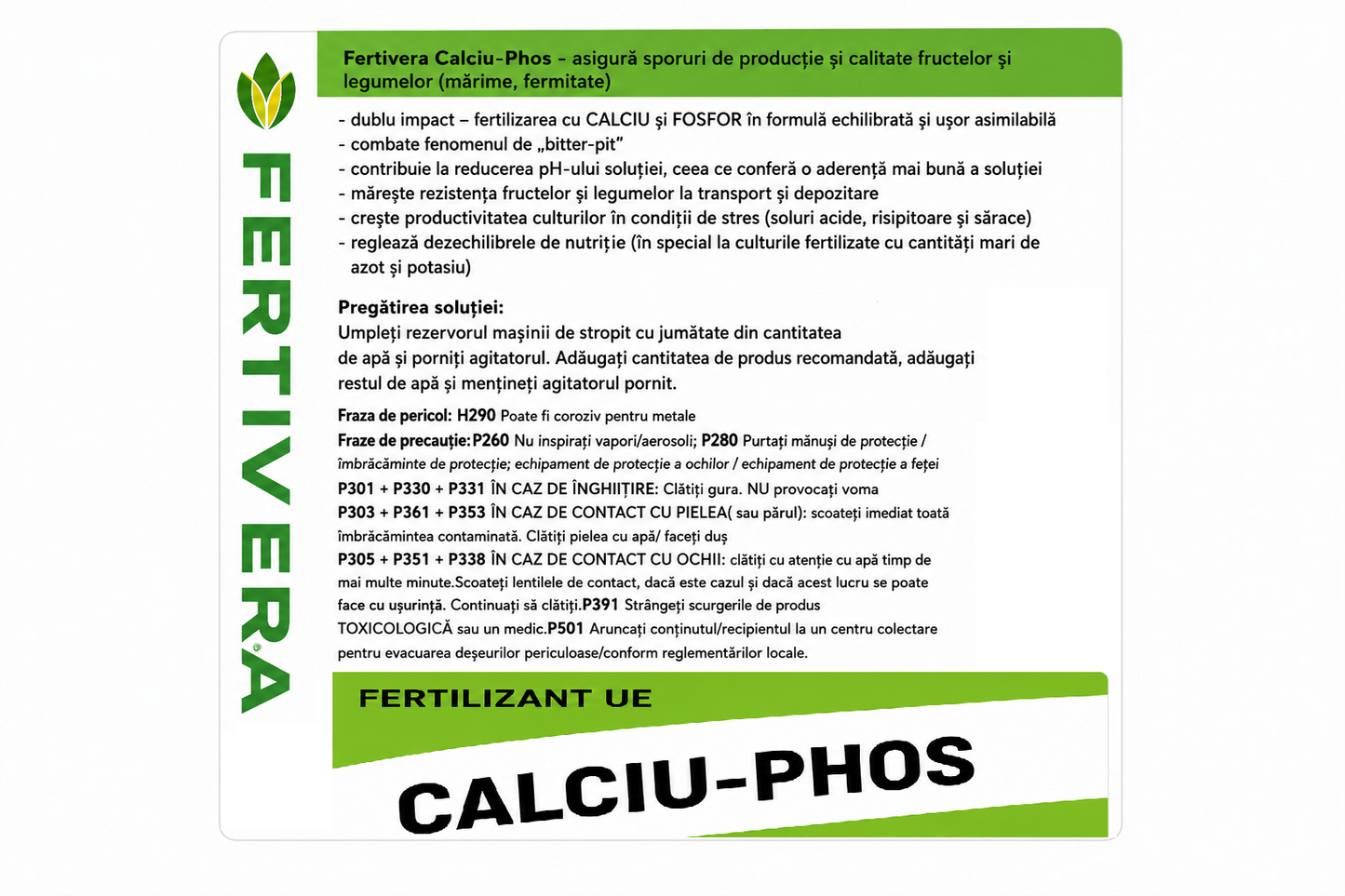 Ingrasamant Foliar Fertivera Calciu-Phos - CaO + P2O5 - Fructe si Legume - Combatere Bitter-Pit