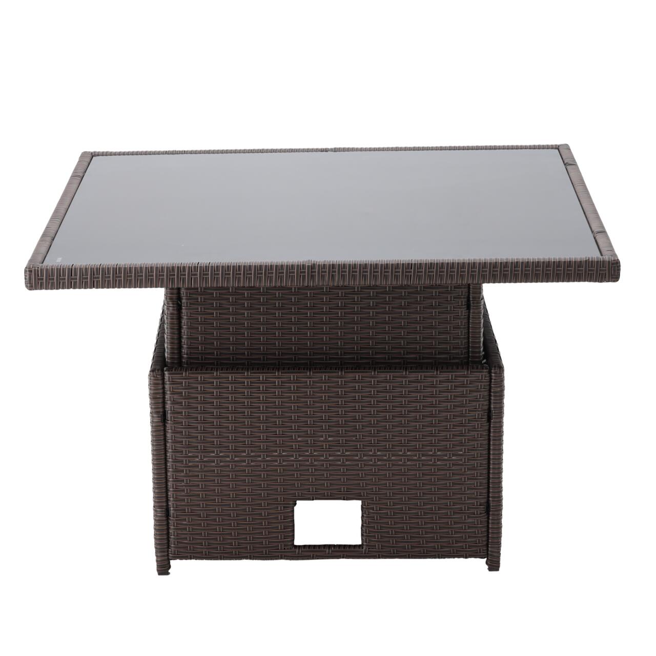 Set mobilier gradina/terasa, poliratan, maro si crem, 1 masa, 2 tabureti, 1 canapea colt, Chomik, Cassy