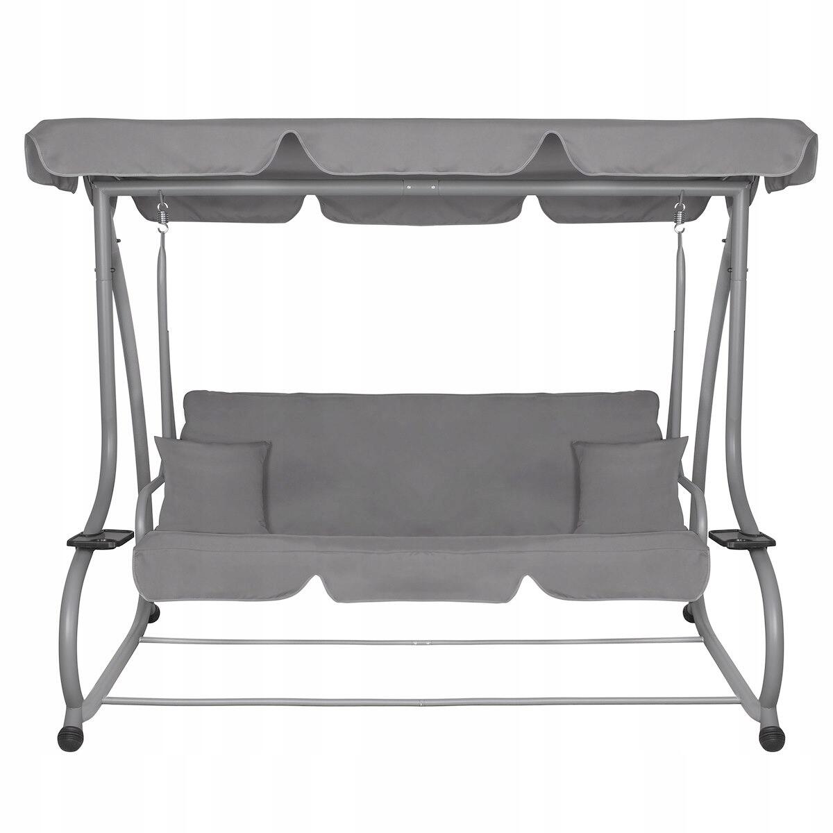 Balansoar gradina, Springos, Venezia, 3 locuri, gri, 190x125x163 cm, functie pat, max 280 kg