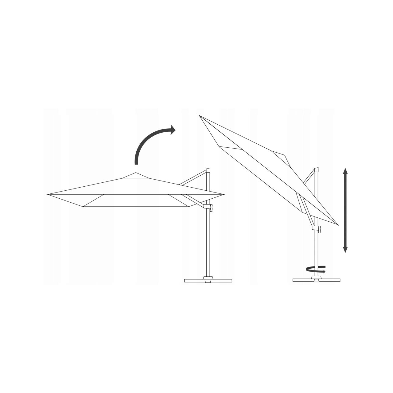 Umbrela gradina/terasa, cu articulatie, gri, 250x250 cm, Roma