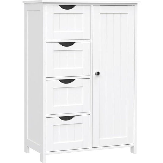 Dulap baie, Artool, MDF, 2 rafturi, 4 sertare, 1 usa, alb, 55x30x82 cm