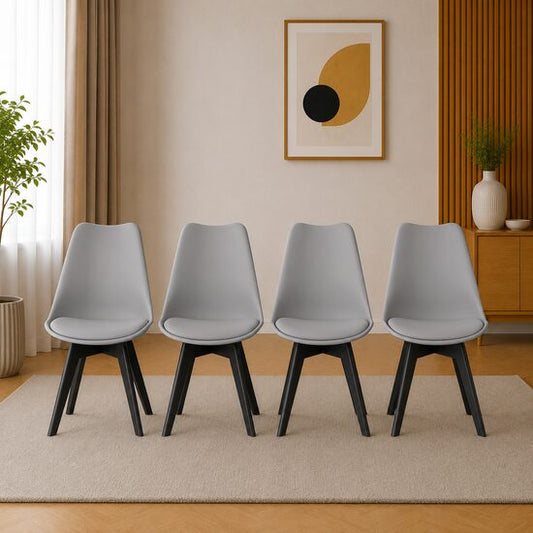 Set 4 scaune bucatarie/living, Artool, Mark, PP gri, picioare negre, 49x55.5x82.5 cm