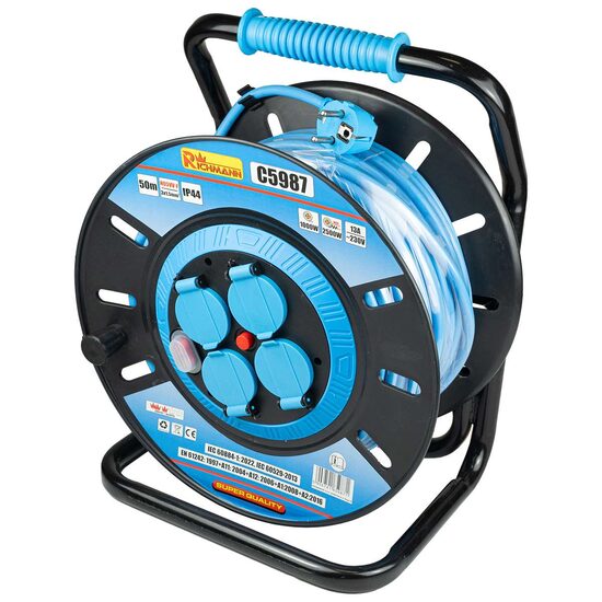 Prelungitor electric industrial, pe tambur, 13 A, 3x1.5 mm², IP44, 50 m, Richmann