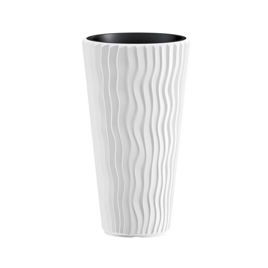 Ghiveci decorativ de flori, rotund, inalt, alb, 11/37 L, 34.9x62 cm, Sandy Slim, Prosperplast