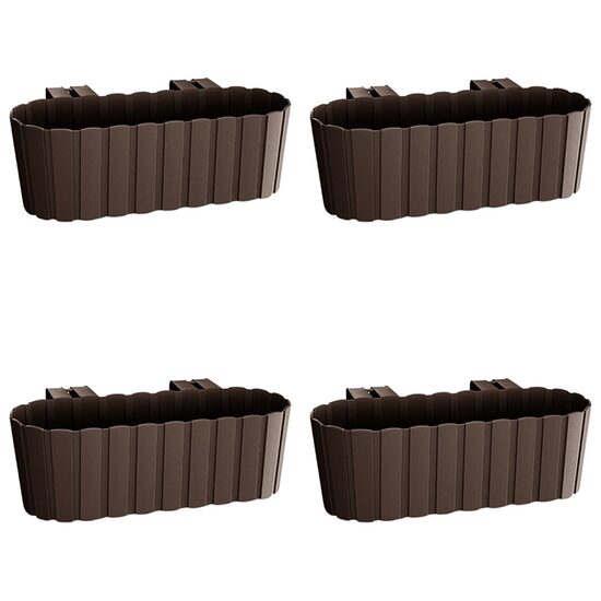 Set 4 jardiniere decorative cu suport de plastic, maro, 4.9 L, 38.3x21.2x13 cm, Boardee Hook