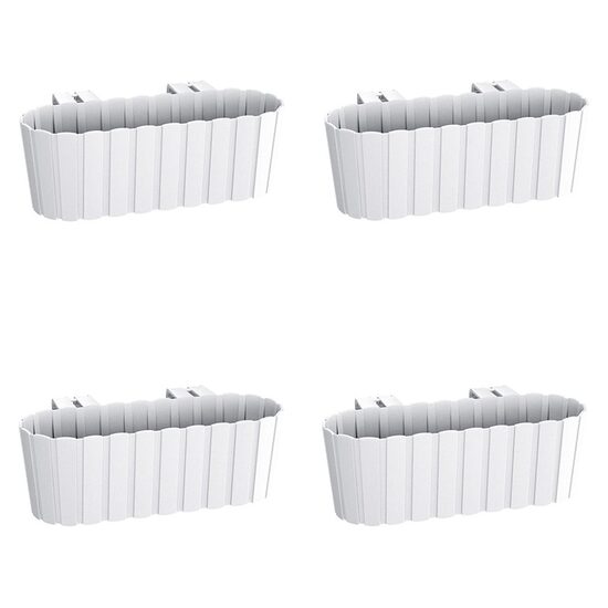 Set 4 jardiniere decorative cu suport de plastic, alb, 4.9 L, 38.3x21.2x13 cm, Boardee Hook