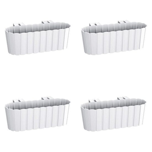 Set 4 jardiniere decorative cu suport de plastic, alb, 4.9 L, 38.3x21.2x13 cm, Boardee Hook