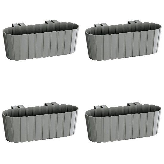 Set 4 jardiniere decorative cu suport de plastic, gri, 4.9 L, 38.3x21.2x13 cm, Boardee Hook