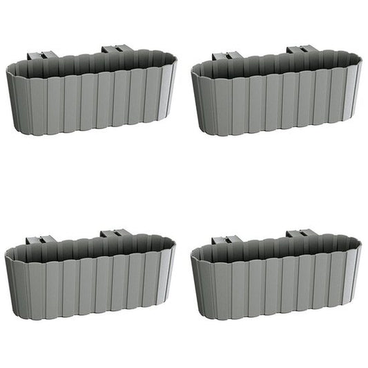 Set 4 jardiniere decorative cu suport de plastic, gri, 4.9 L, 38.3x21.2x13 cm, Boardee Hook