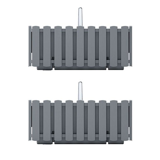 Set 2 jardiniere decorative cu suport metalic, sistem irigare, gri, 38x18x16.2 cm, Boardee Fencycase W