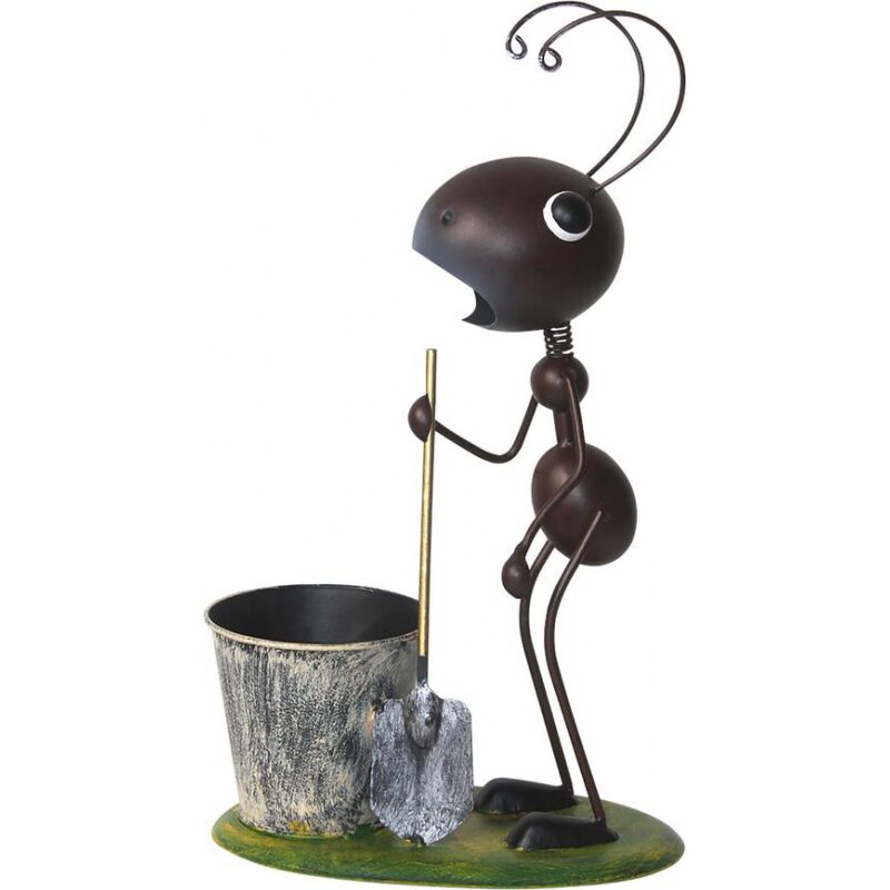 Decoratiune gradina, MagicHome, furnica cu lopata si galeata, metalica, 25x14x44 cm