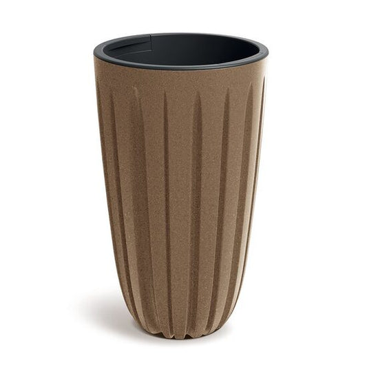 Ghiveci decorativ de flori, rotund, inalt, maro natural, 29x50 cm, 23/9 L, Wario ECO