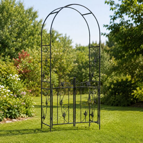 Arcada metalica, pergola pentru gradina, cu portita, 107x45x217 cm
