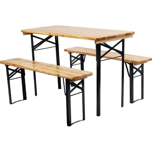 Set mobilier gradina/terasa, pliabil, 1 masa, 2 banci, 117 cm, Dortmund