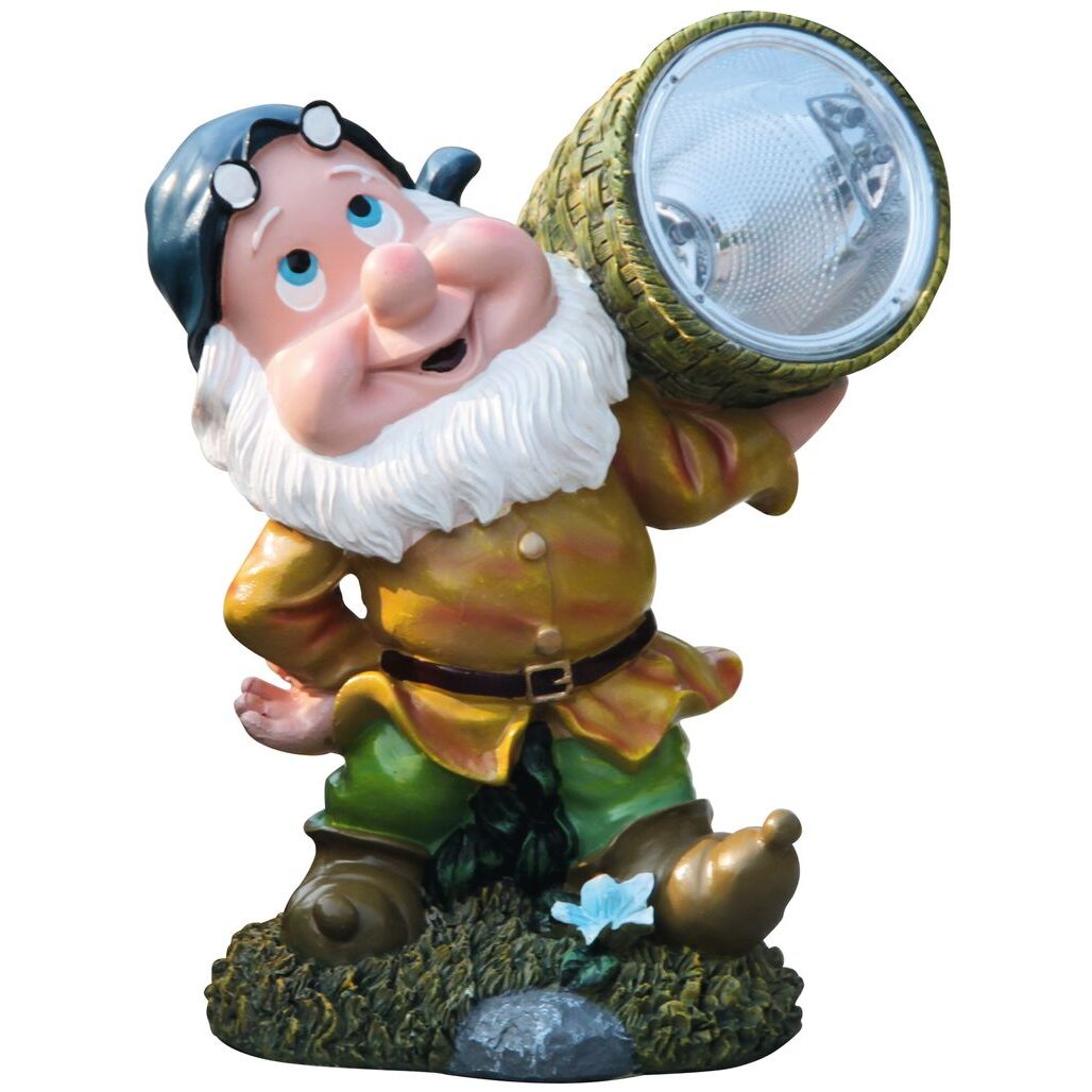 Decoratiune gradina, ceramica, lampa solara, pitic cu cos, 4xLED, 20x15x25 cm, Strend Pro