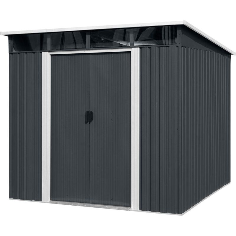Casuta/magazie/sopron de gradina pentru depozitare unelte, metal, antracit, 238x193x203 cm, Strend Pro