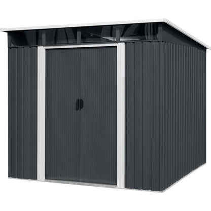 Casuta/magazie/sopron de gradina pentru depozitare unelte, metal, antracit, 238x193x203 cm, Strend Pro