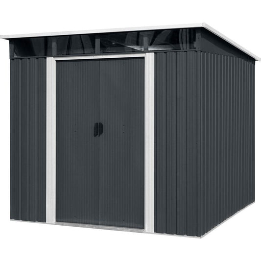 Casuta/magazie/sopron de gradina pentru depozitare unelte, metal, antracit, 238x193x203 cm, Strend Pro