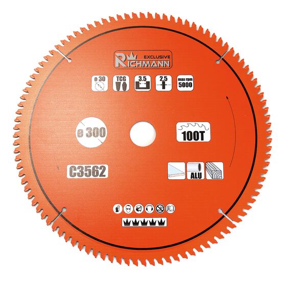 Disc circular vidia Multimaterial pentru aluminiu, lemn, 100 dinti, 300x30 mm, Richmann Exclusive