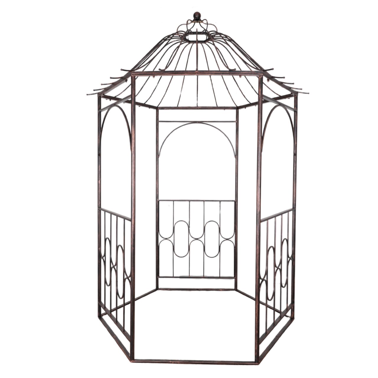 Pavilion/foisor cu arcada pentru gradina, plante cataratoare, metalic, bronz antic, 180x156x275 cm