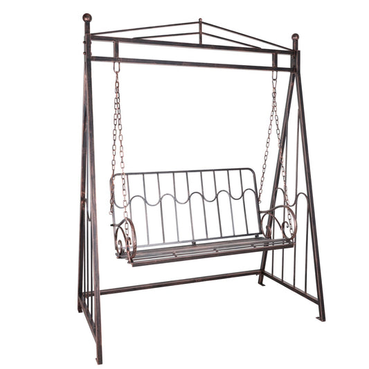 Balansoar gradina, metalic, cu arcada, pergola, 2 locuri, bronz antic, 162x90x205 cm, Don