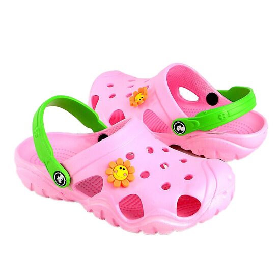 Saboti, clogs, pentru copii, spuma EVA, roz si verde, marimea 28, Jose Amorales