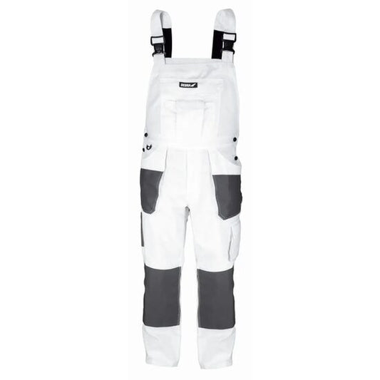 Pantaloni de lucru cu pieptar, salopeta, alb, model White Line, marimea L/52, Dedra