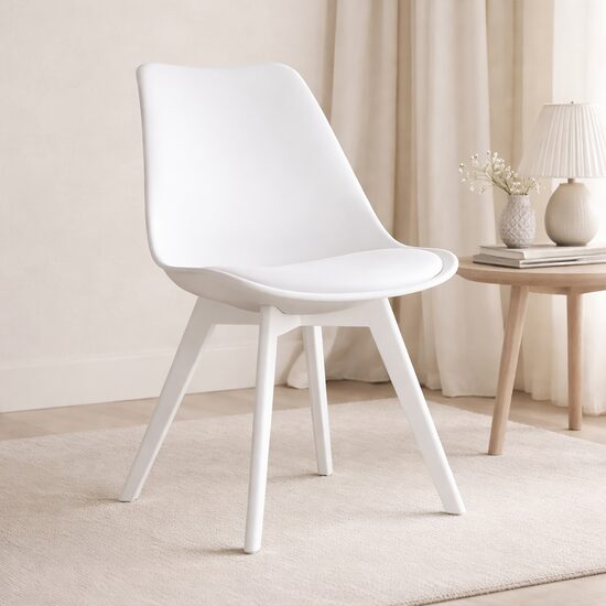 Scaun bucatarie/living, Artool, Mark, PP alb, picioare albe, 49x43x82 cm