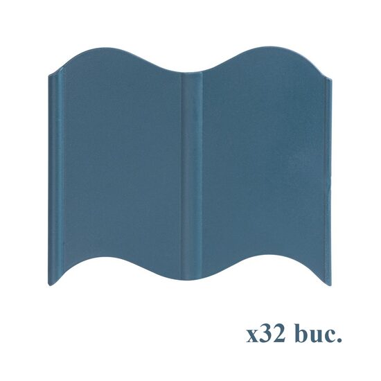 Bordura gazon din plastic, verde albastriu, set 32 buc, 5.1 m x 120 mm, Strend Pro