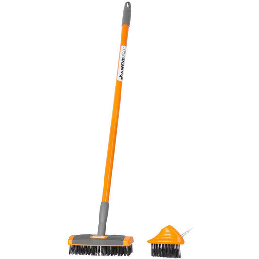 Set curatare pavaje, trotuare, cu 2 perii, maner telescopic, Strend Pro