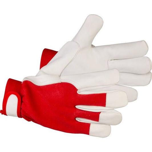 Manusi piele de capra, bumbac, imblanite, rosu si alb, marimea 10/XL, Strend Pro Marvic