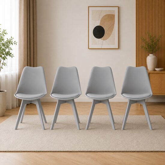 Set 4 scaune bucatarie/living, Artool, Mark, PP gri, picioare gri, 49x43x82 cm