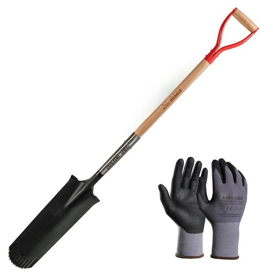 Set harlet, cazma, ingust, varf zimtat, maner lemn, 128 cm, cu manusi, RedShark