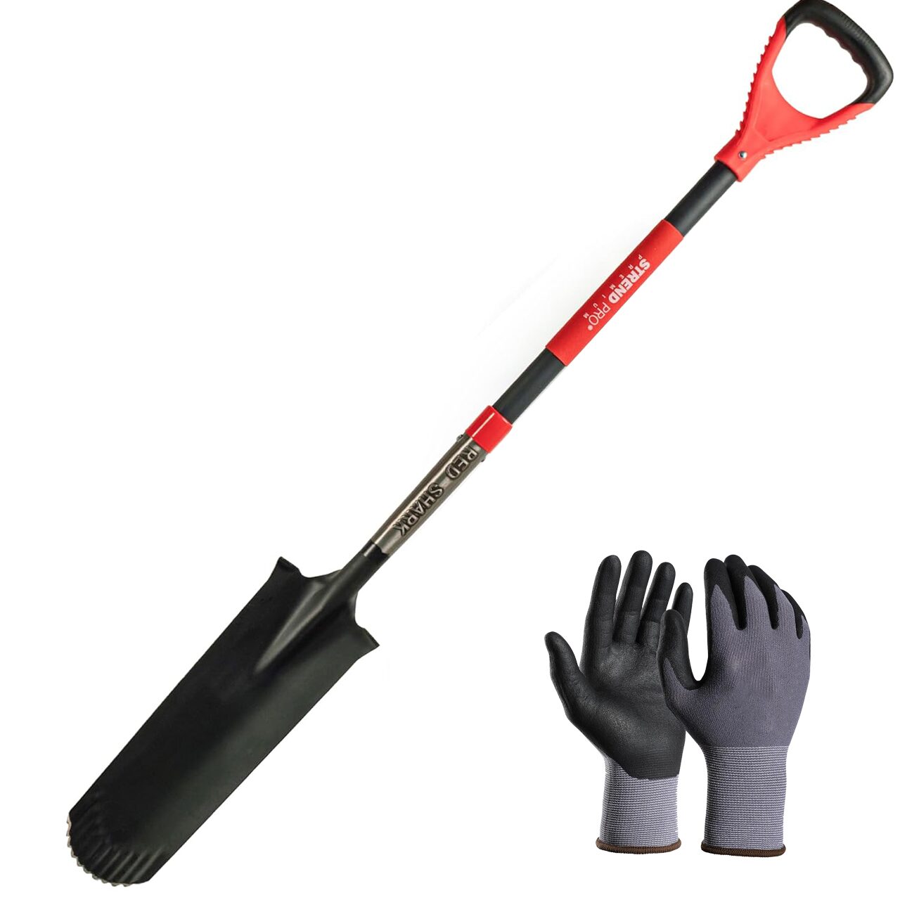 Set harlet, cazma, ingust, varf zimtat, maner fibra sticla, 128 cm, cu manusi, RedShark