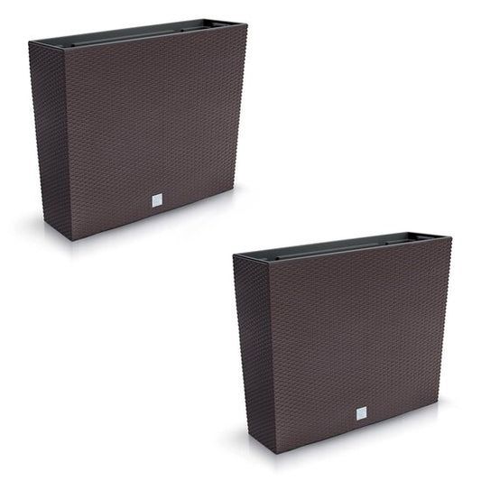 Set 2 jardiniere decorative, imitatie ratan, Rato Case, maro, 58x18x49.8 cm