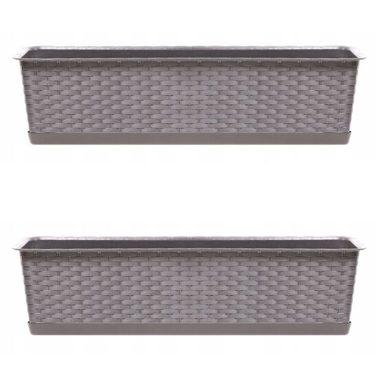 Set 2 jardiniere decorative, Ratolla Case P, cafeniu, 68.5x17.3x15 cm