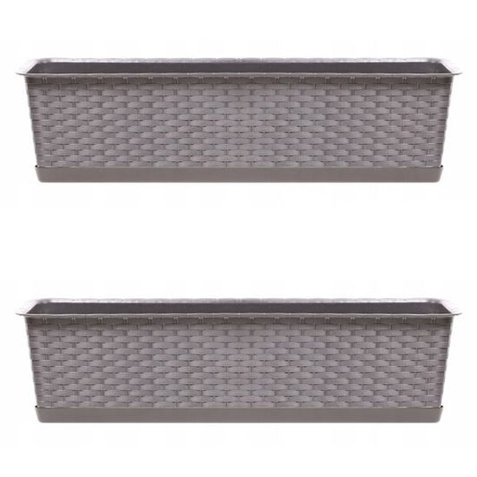Set 2 jardiniere decorative, Ratolla Case P, cafeniu, 68.5x17.3x15 cm