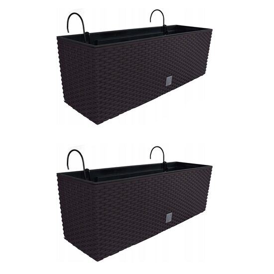 Set 2 jardiniere decorative, suport metalic, Rato Case W, maro, 58x18x19.5 cm