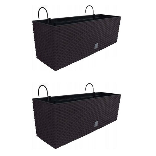 Set 2 jardiniere decorative, suport metalic, Rato Case W, maro, 58x18x19.5 cm