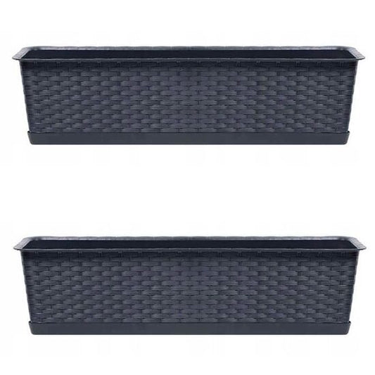 Set 2 jardiniere decorative, Ratolla Case P, antracit, 68.5x17.3x15 cm
