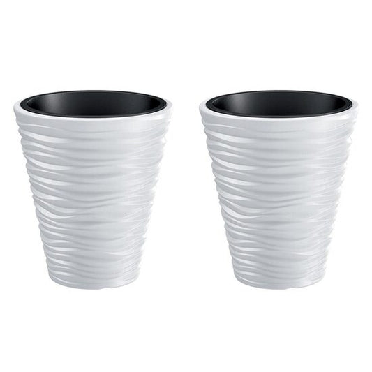 Set 2 ghivece de flori, Sand, rotunde, 34.5x38.5 cm, alb, Prosperplast