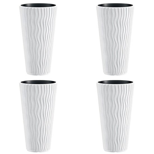 Set 4 ghivece de flori, Sandy Slim, rotunde, inalte, 34.9x62 cm, alb, Prosperplast
