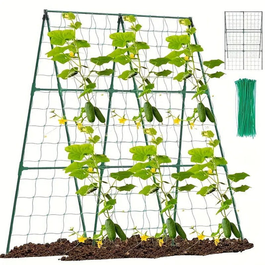 Ansamblu suport araci cu plasa pentru crestere castraveti, fasole, mazare, 210x210x1.6 cm