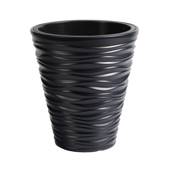 Ghiveci decorativ de flori, rotund, antracit, 11/21 L, 34.5x38.5 cm, Sand