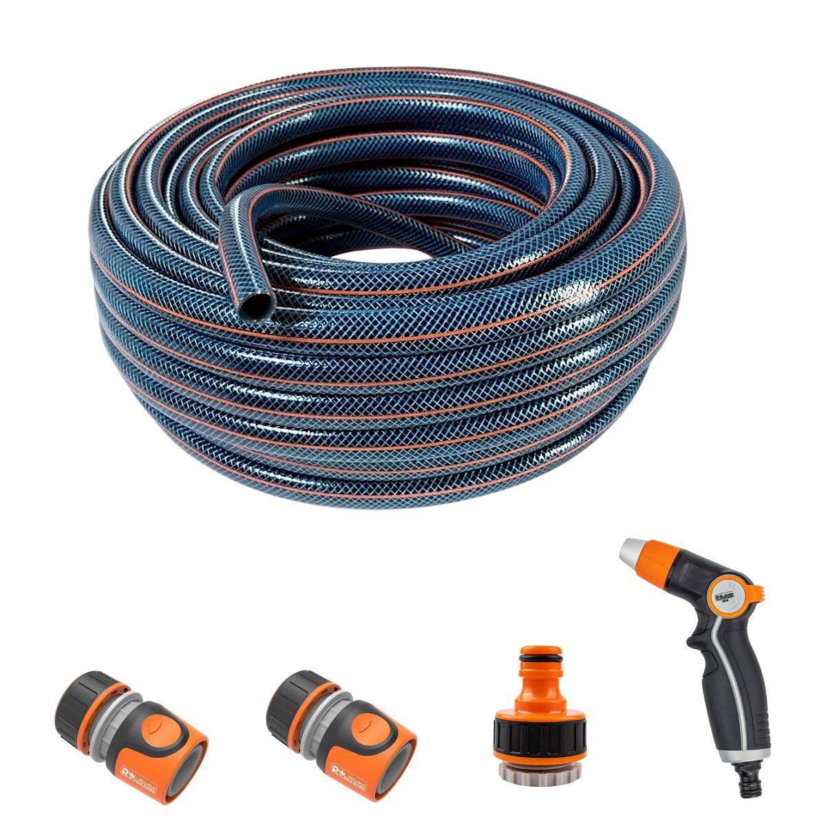 Furtun de gradina, 4 straturi, 1/2", 20 m, cuple, adaptor, pistol stropit, Richmann